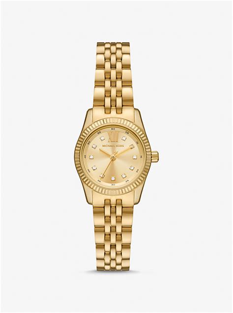 michael kors petite lexington pave gold tone watch